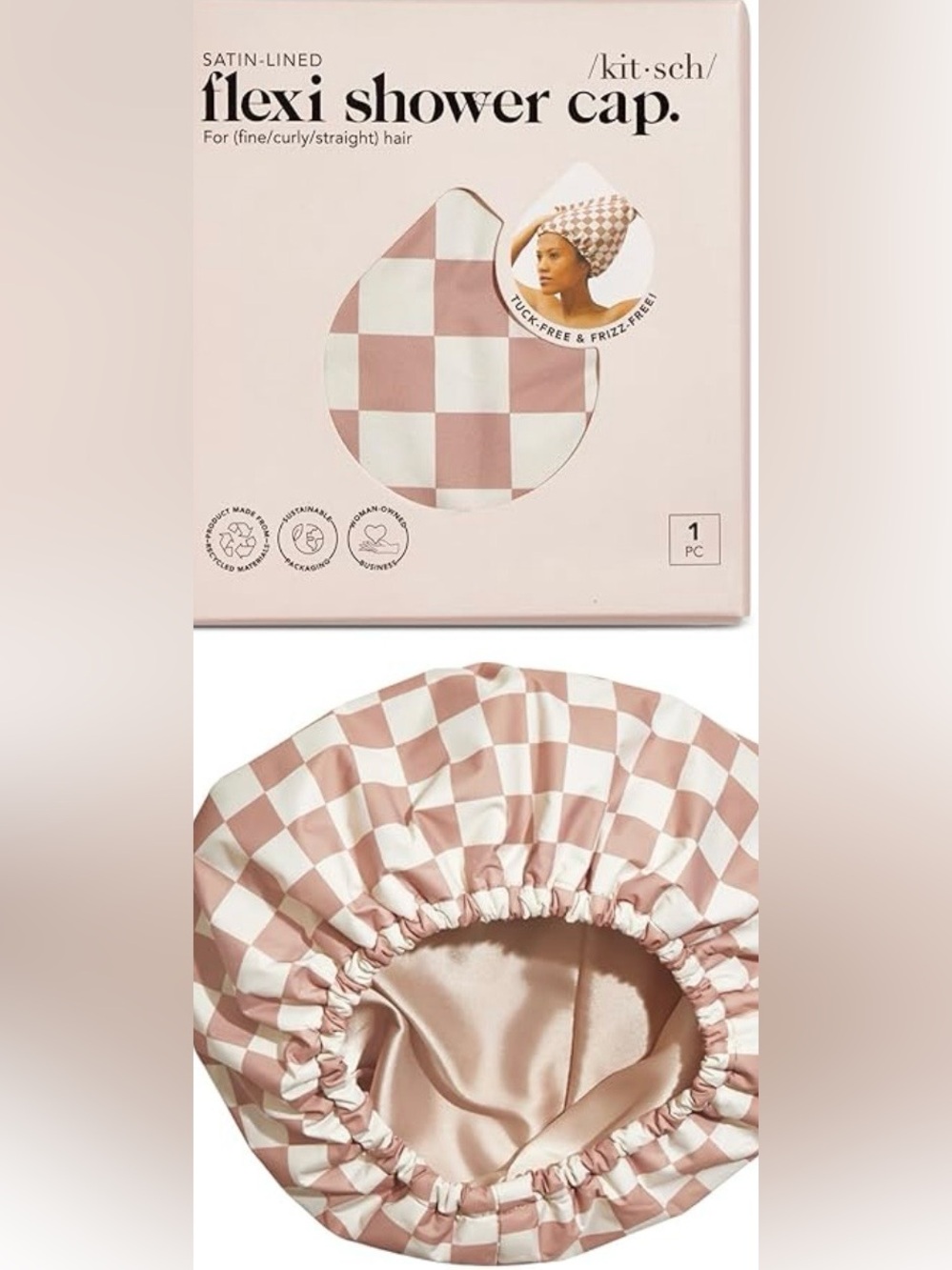 Satin Lined Flexi Shower Cap by Kit•sch NIB sealed